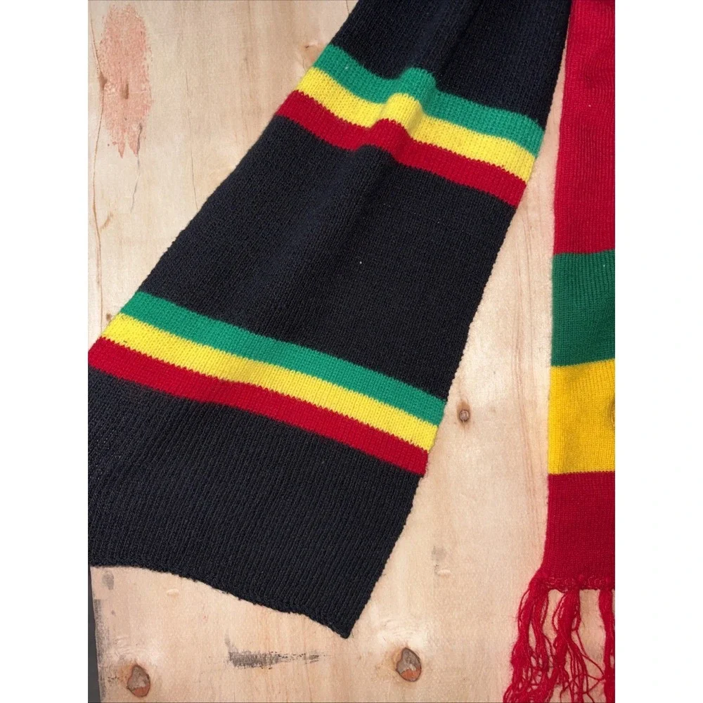 FSNY Lion of Judah Rasta Scarf Mens Striped Knit Winter Wrap Jamaica Black Red